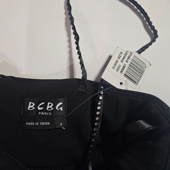 New BCBG Paris MAXI Dress with Color Block Rhinestone Straps Size 2 - Picture 3 of 12